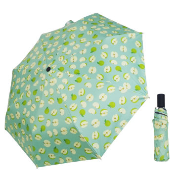 Full Printing Apple Pattern UV Coated Unique Compact 3 Fold Umbrella for Women